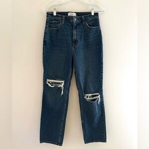 Ambercrombie & Fitch The Ankle Straight Ultra High Rise Curve Love Ripped Jeans